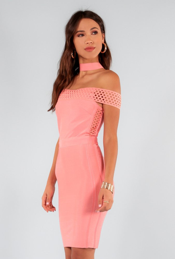 Floating Choker Off Salmon Pink Dress  NaughtyGrl