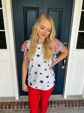 New! Stars and Stripes Ruffle Top