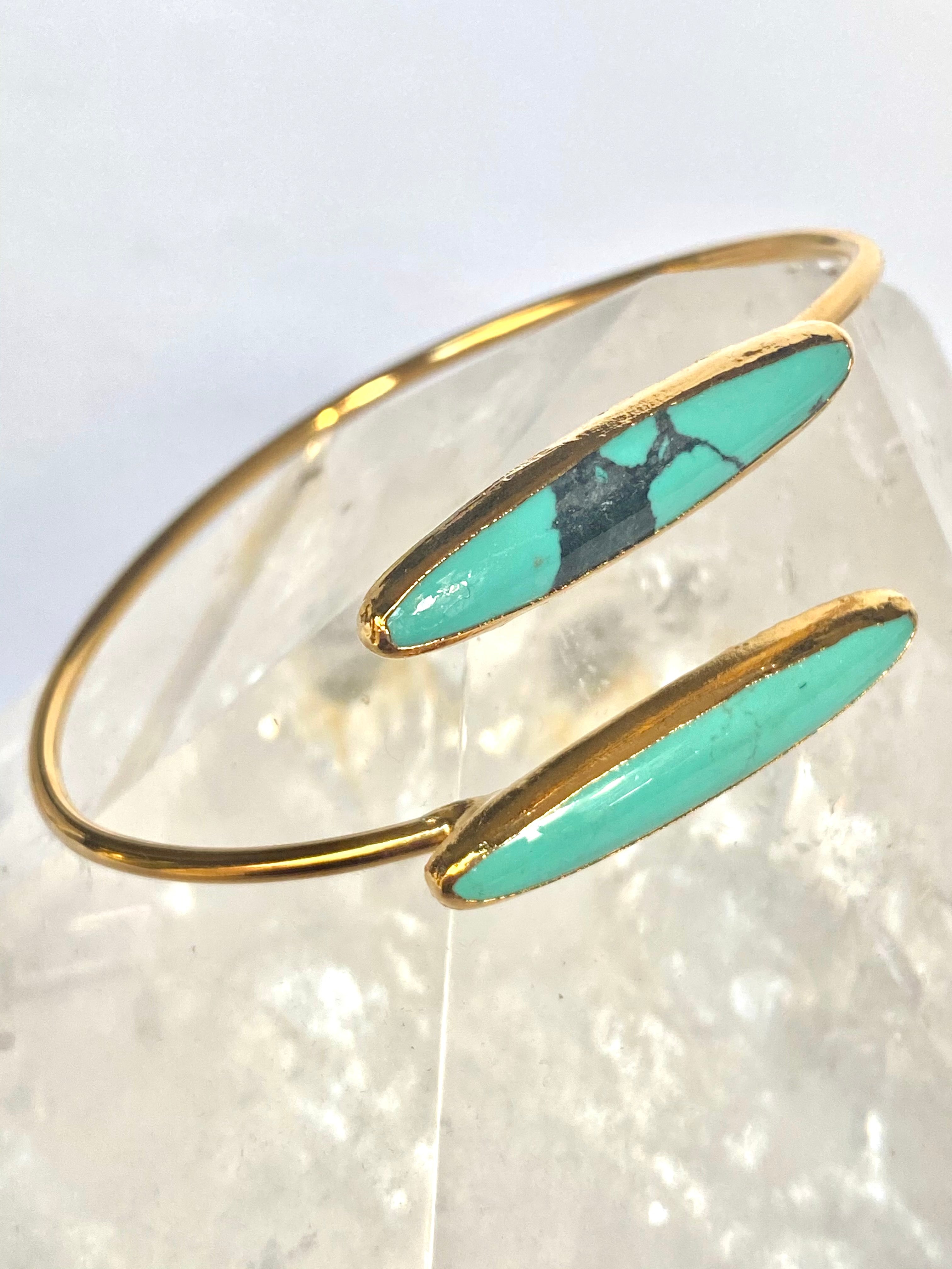 Long oval turquoise wrap bracelet