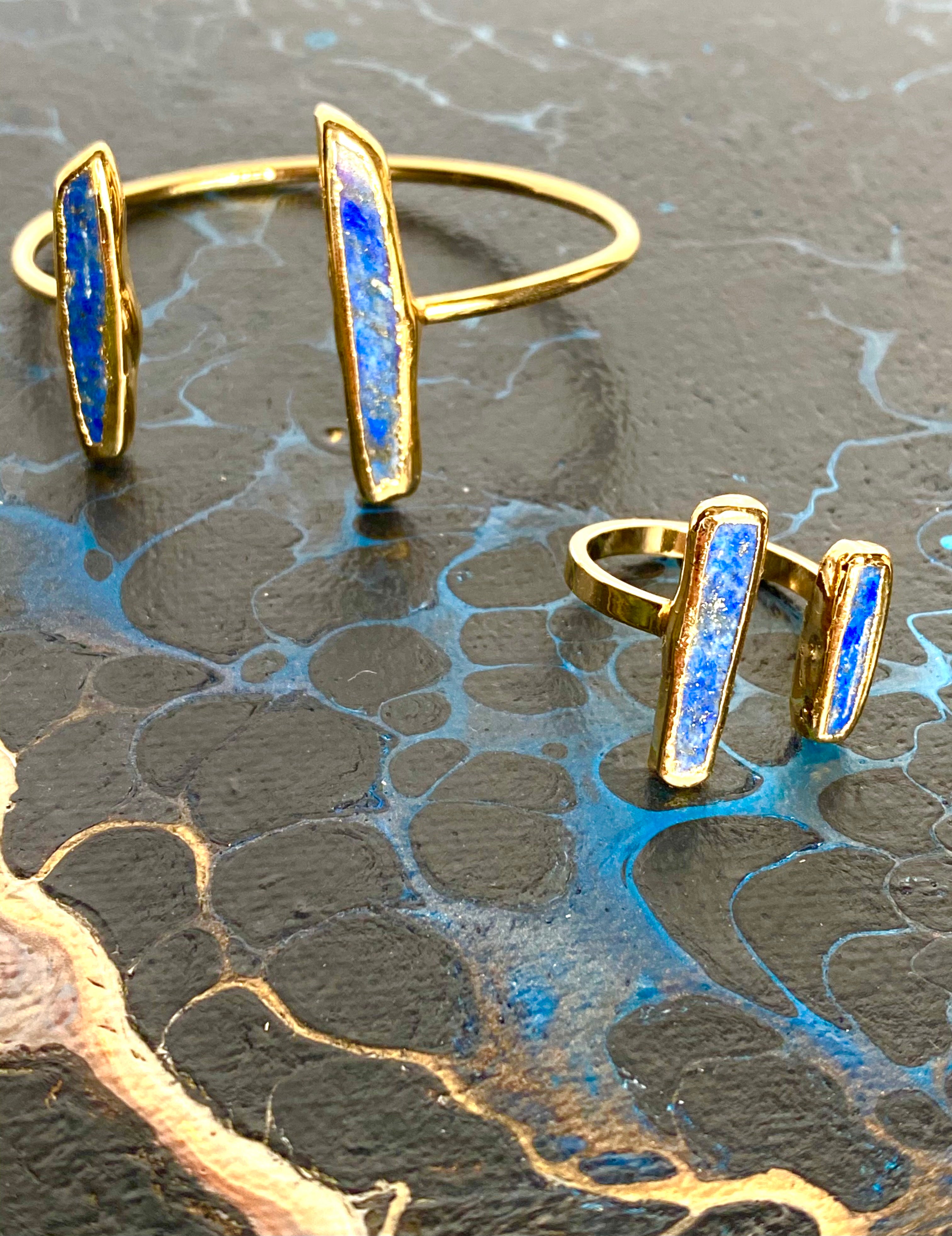 Lapis uneven bar cuff bracelet