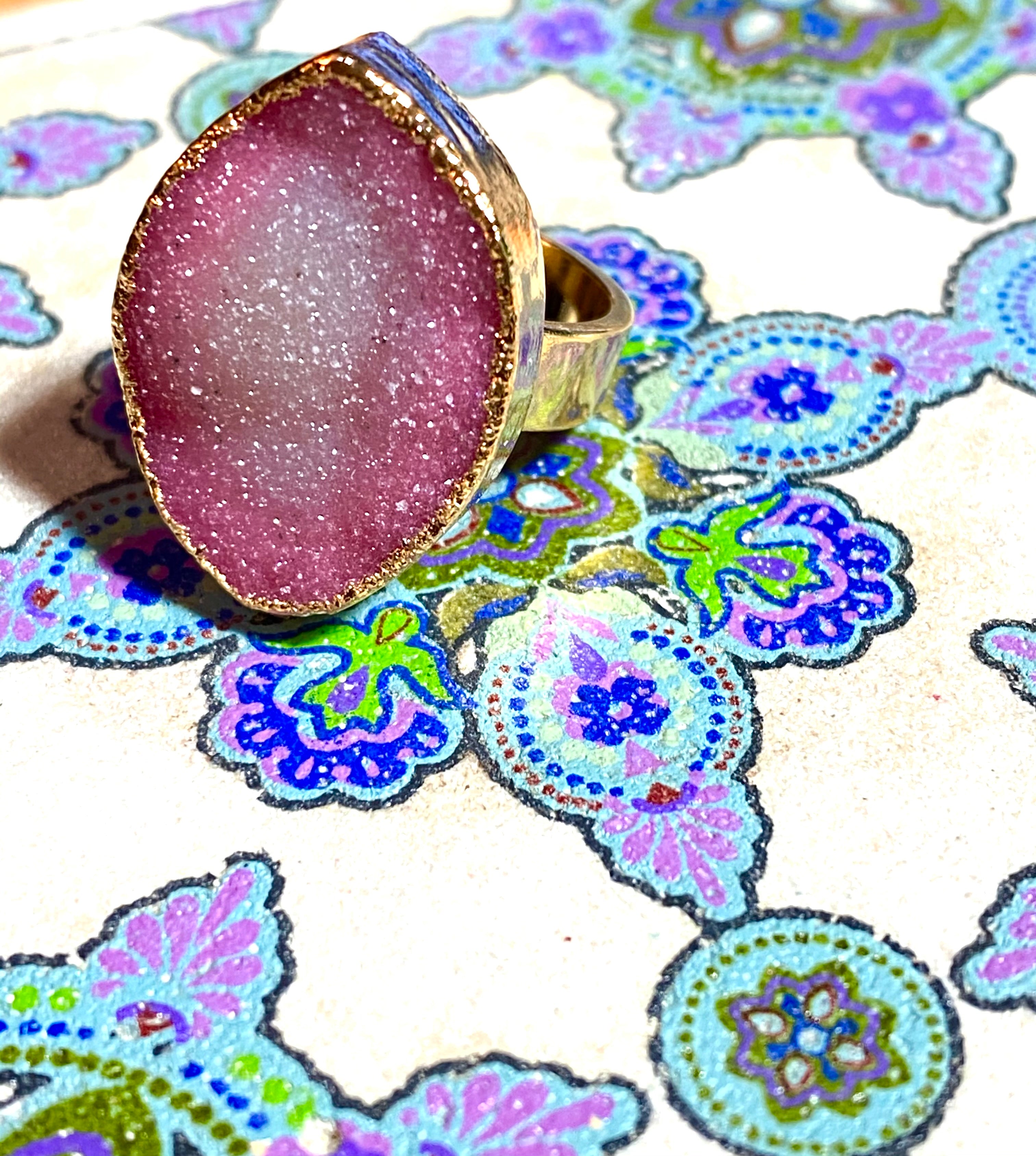 Pink Druzy ring (size 5)