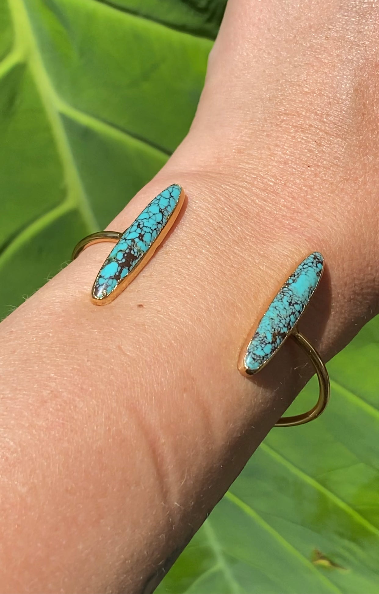 Oval turquoise C cuff bracelet