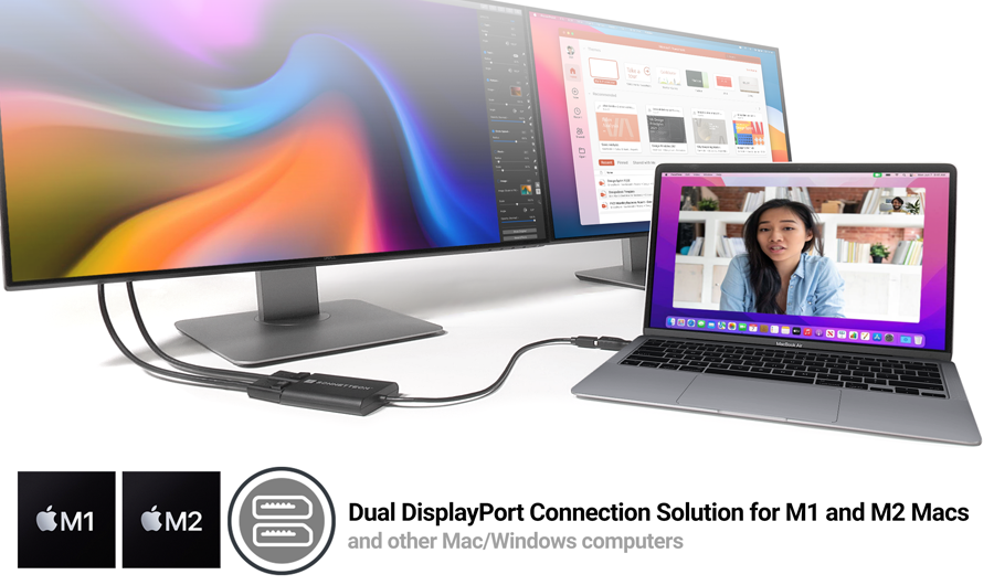 DisplayLink Dual DisplayPort Adapter for M Series Macs – SONNETTECH