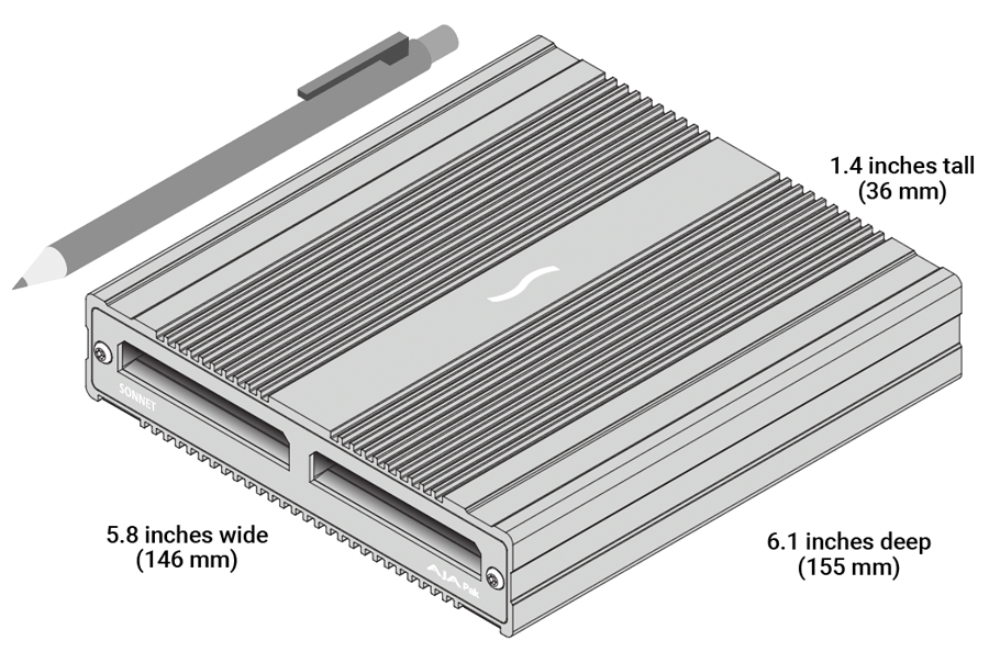 AJA PAK Media Pro Card Reader Illustration with Dimensions