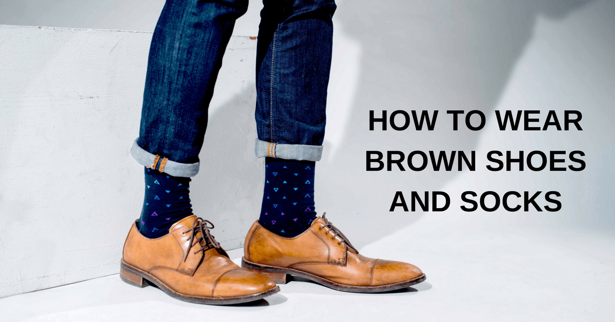 Pair Colorful Socks with Brown Shoes 