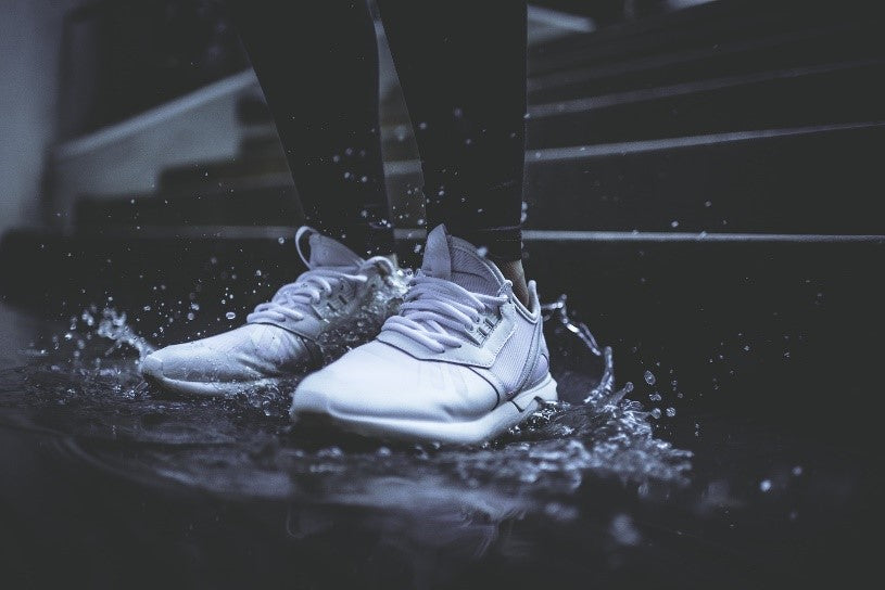 White Sneakers in Rain
