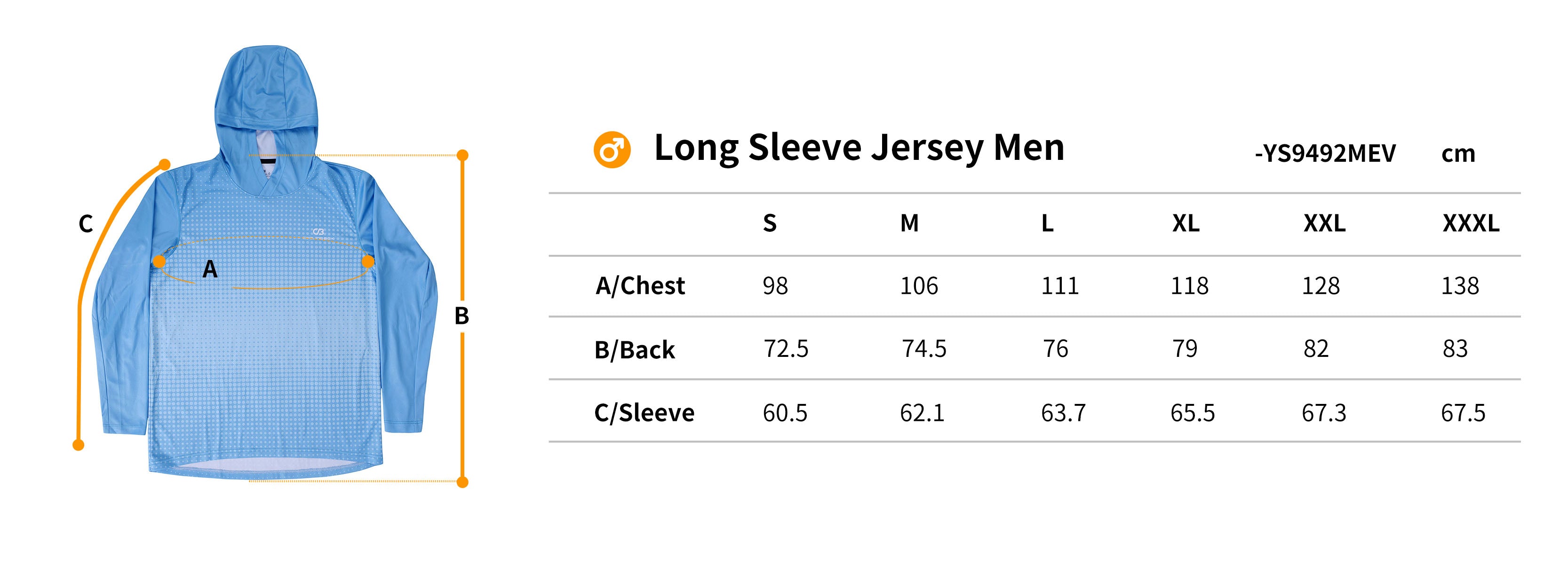 Running hoodie size chart