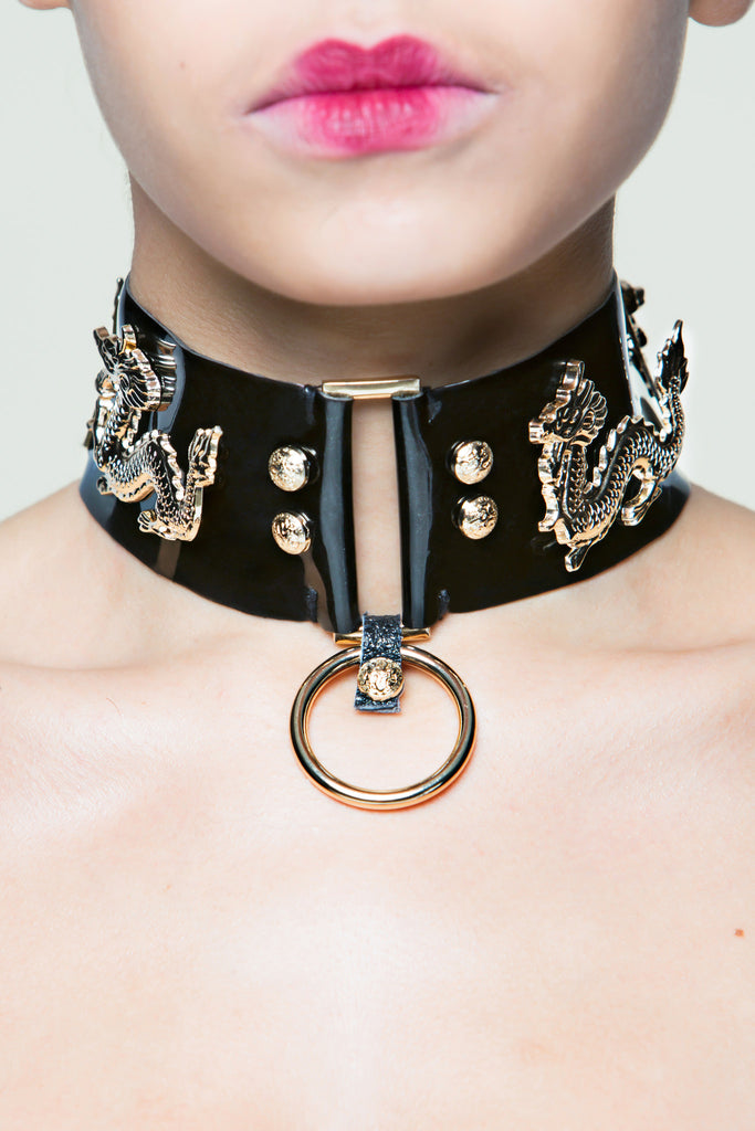 Forbidden Sex Leather Collar With Gold Hardware Dynasti