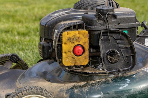 Dirty air filter on lawn mower