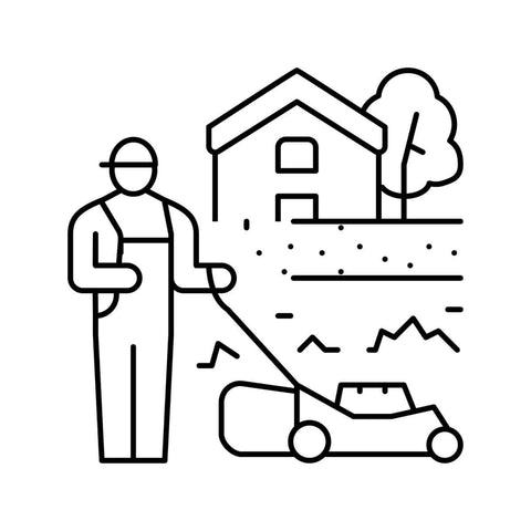 lawn care landscape line icon vector illustration