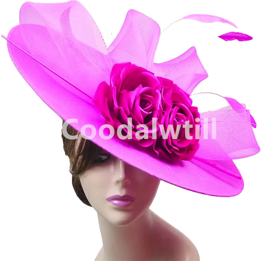 Big Flower Fascinators Hat Headpiece Women Kentucky Church Millinery Cap Ladies - Picture 18 of 24