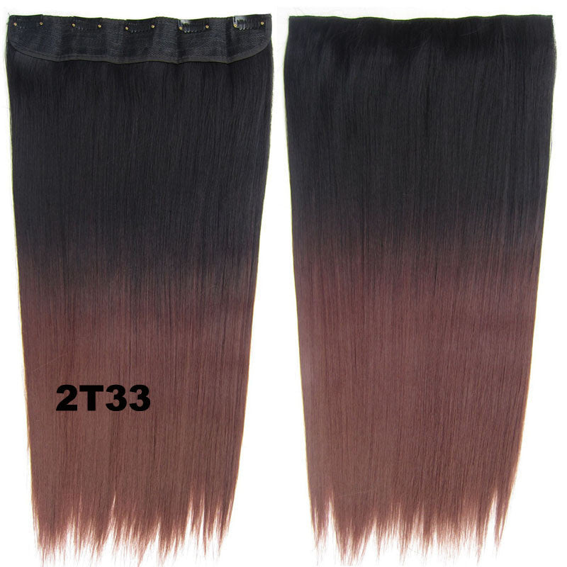 Dip Dye Hairpieces New Fashion 24 Women Clip In On Gradient Wig Bath Beauty Hair Ombre Hair Extensions Two Tone Straight Hair Gradient Hair