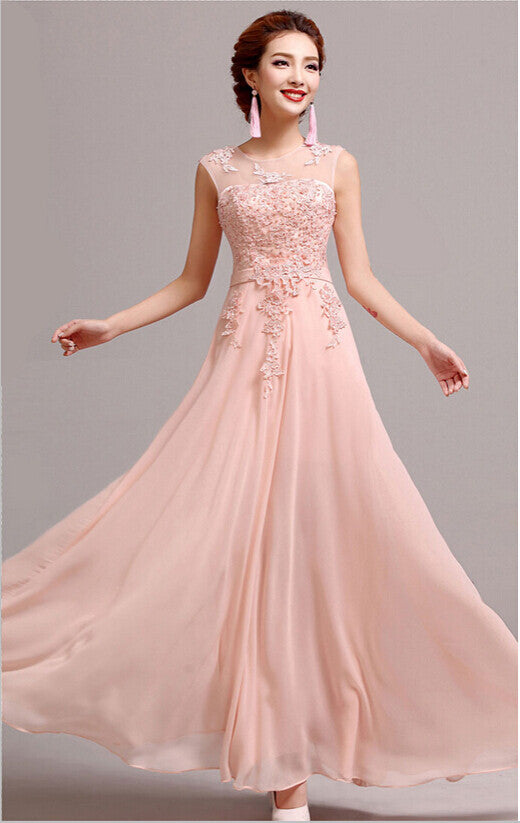 pink floor length gown