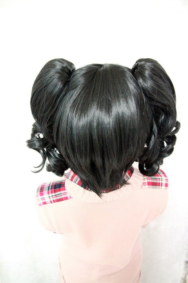 black pigtail cosplay wig