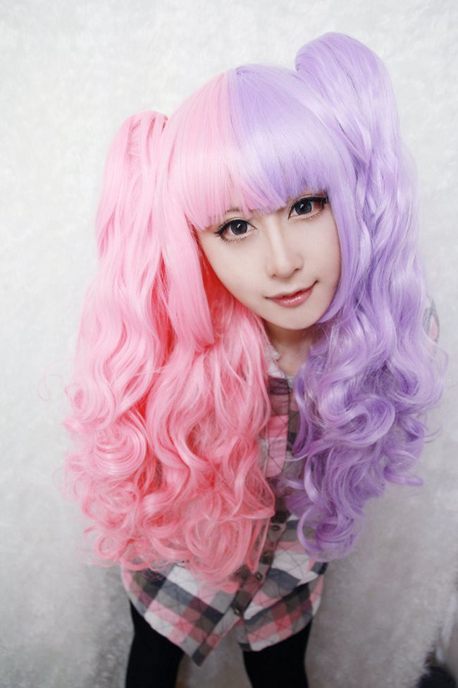 pink and purple cosplay wig