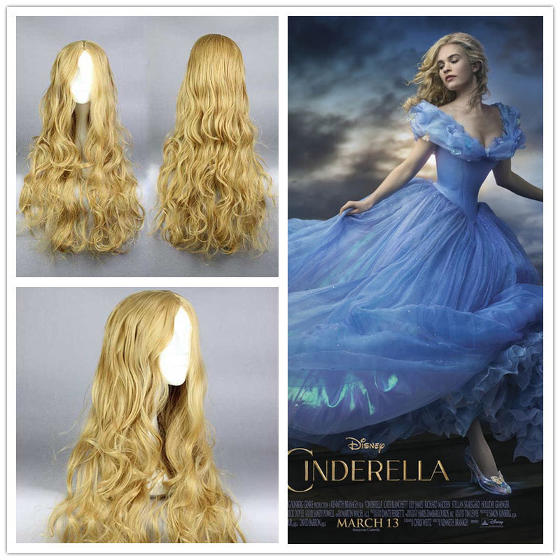 Hot New Movie Princss Cinderella Wig Long Curly Ash Blonde Anime