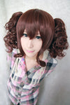 35cm short synthetic heat resistant curly BROWN wig ponytails,Colorful Candy Colored synthetic Hair Extension Hair piece 1pcs WIG-301C