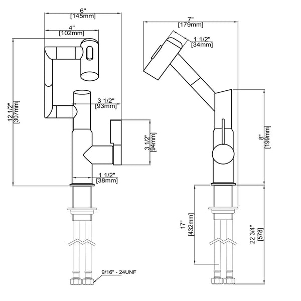 Leiden Smart Bathroom Faucet Dimensions Scheme
