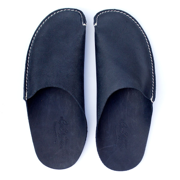 Black Leather Slippers Men and Women by 