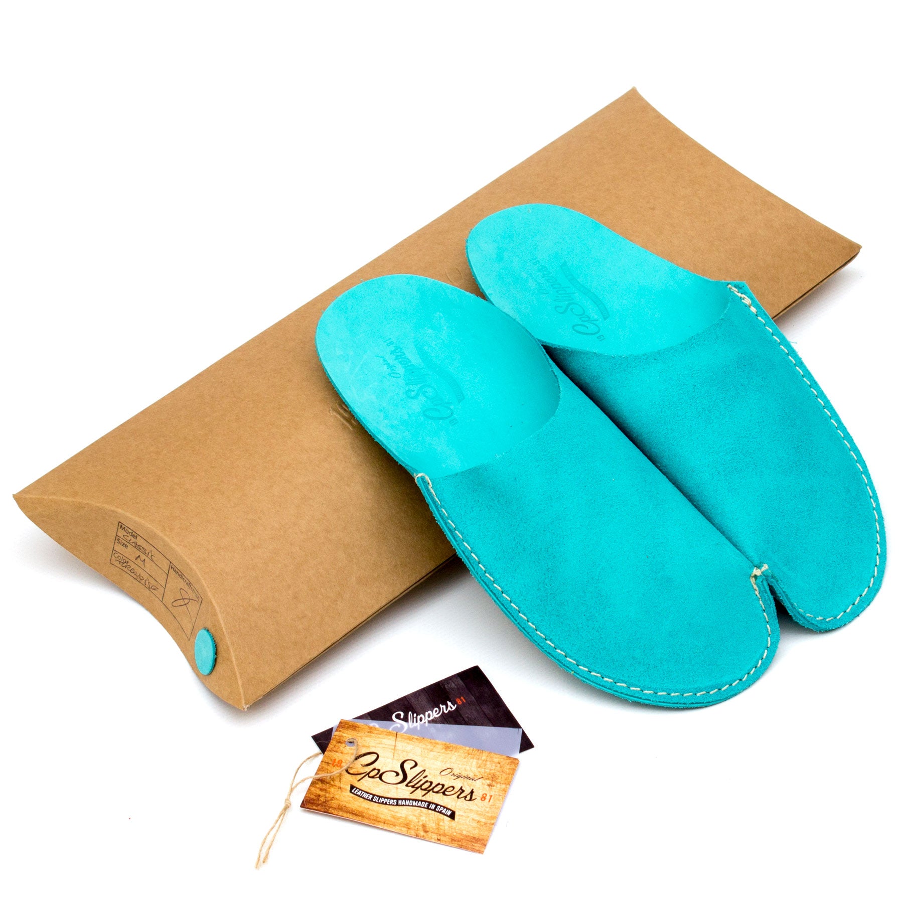 turquoise slippers