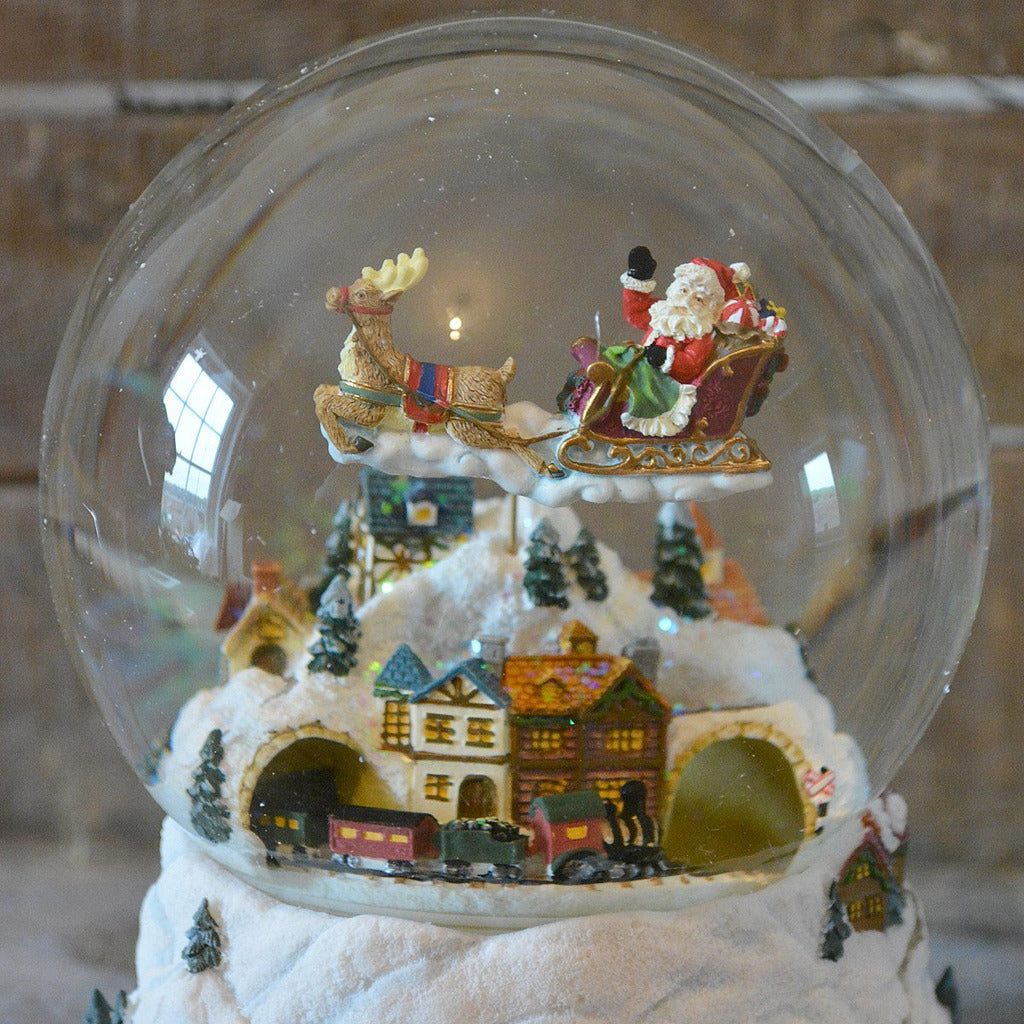 Flying Santa Train Christmas Musical Snow Globe No 47089 Barretts Of Woodbridge
