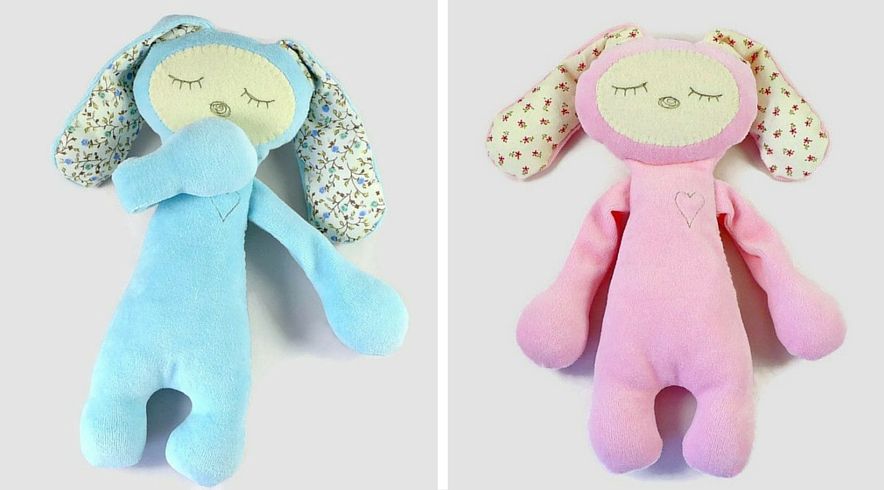 Cuddly bunny, pink, blue