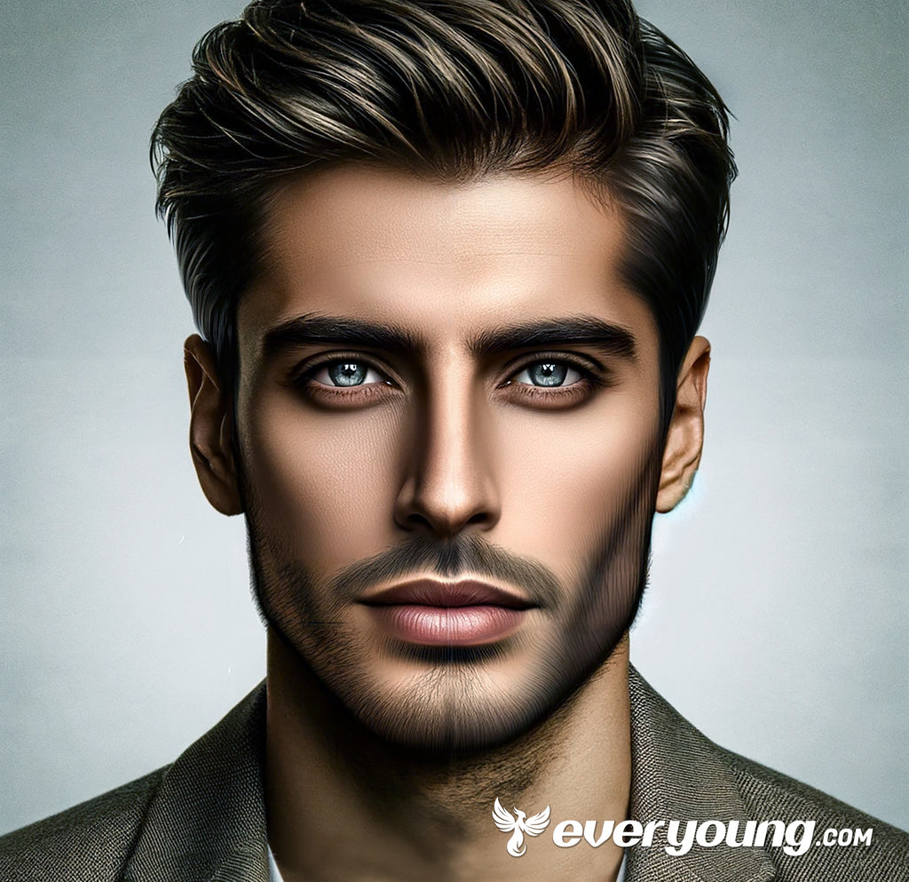 Attractive male with everyoung.com logo.