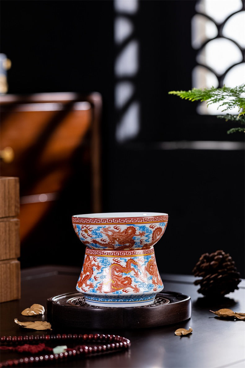 Jingdezhen Porcelain Tea Strainer - Red Dragon