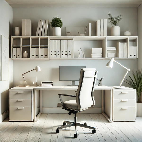 Organized and decluttered home office space