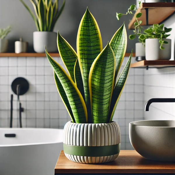 snake plant in bathroom