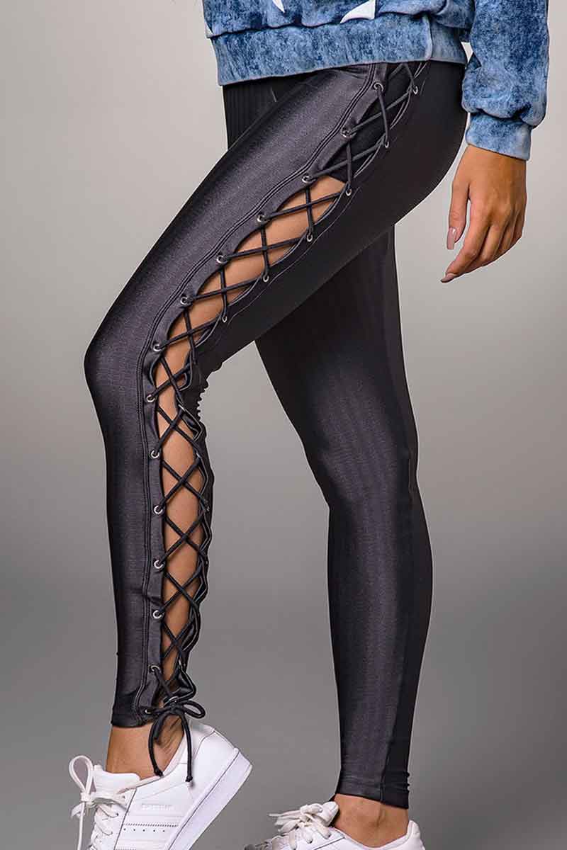 Alto Shadow Ebony Legging is a stunning mix of tone on tone textured  supplex with mesh striped supplex on the leg…