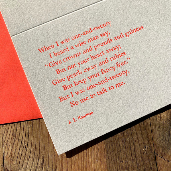 Set Of 6 A E Housman Letterpress Poetry Greetings Cards Mostly Flat