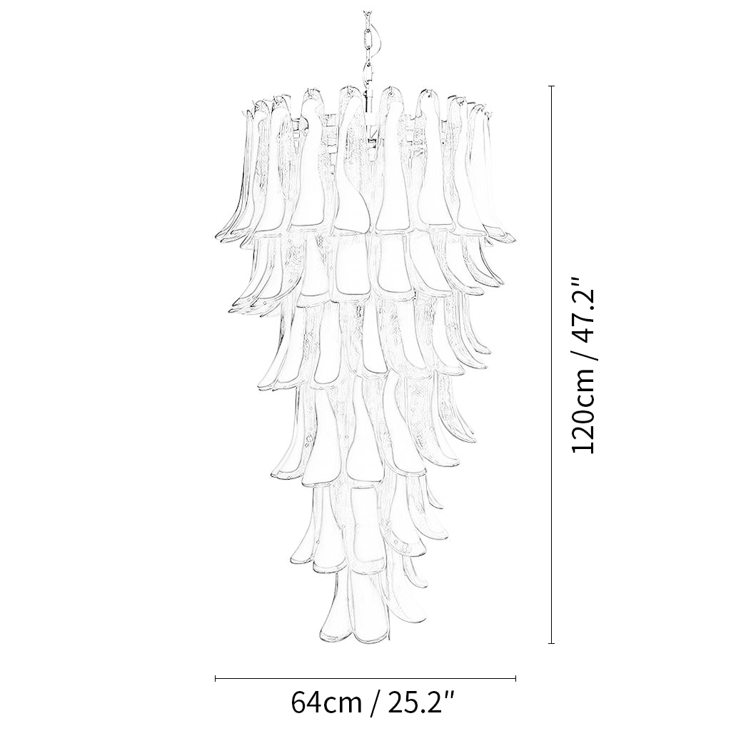 Murano 83 Transparent Petals Spiral Chandelier