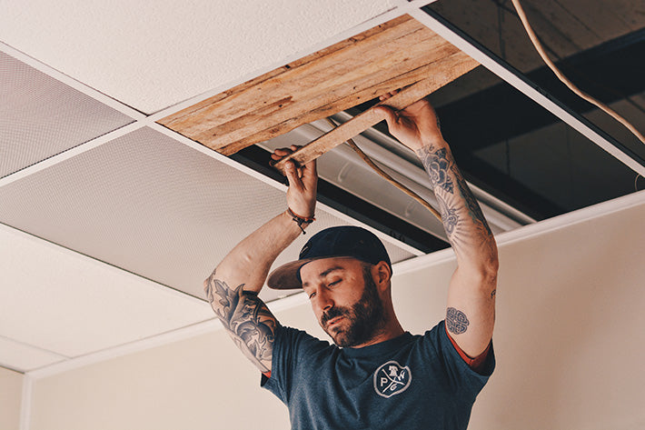 Philadelphia Woodcraft Co Originates Using Lath As a Drop Ceiling TIle Alternative