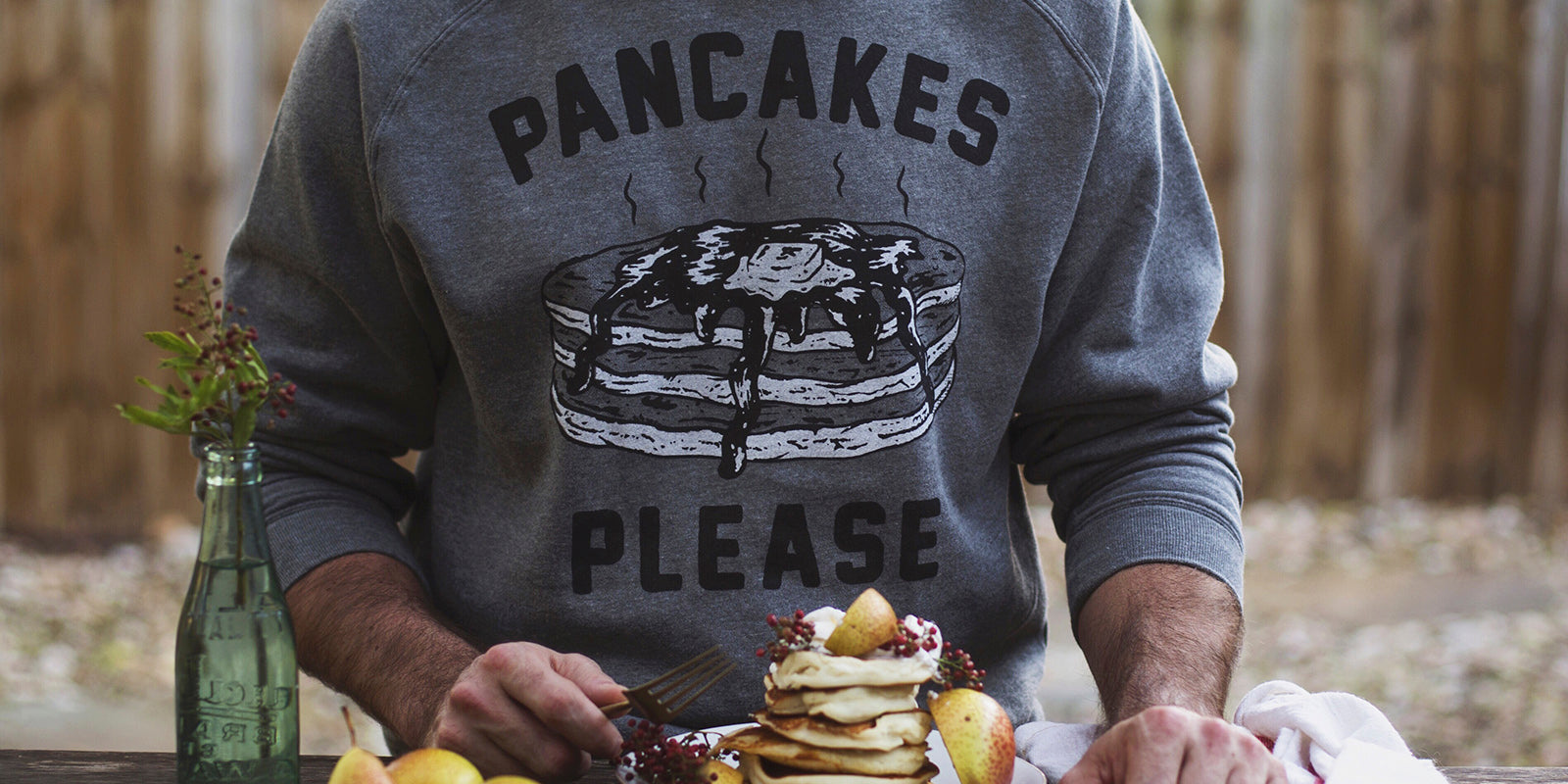 Pancakes Please Men's Vintage Raglan Crewneck Sweatshirt for Breakfast Brunch Foodie Food Lovers