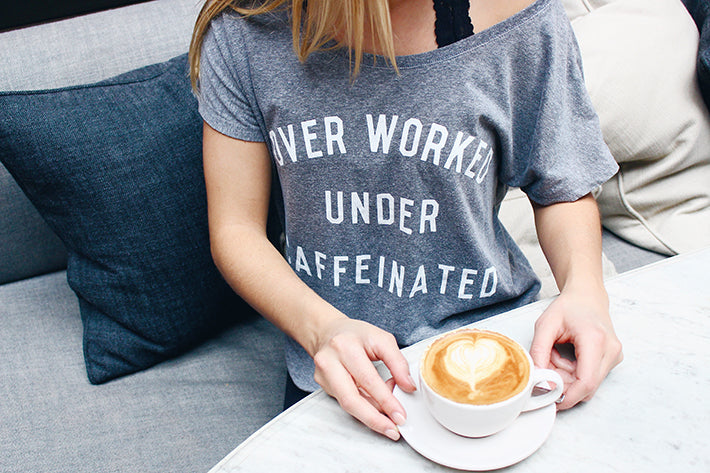 The Nom Stop Over Worked Under Caffeinated T-shirt by Pyknic Best Latte in Chicago