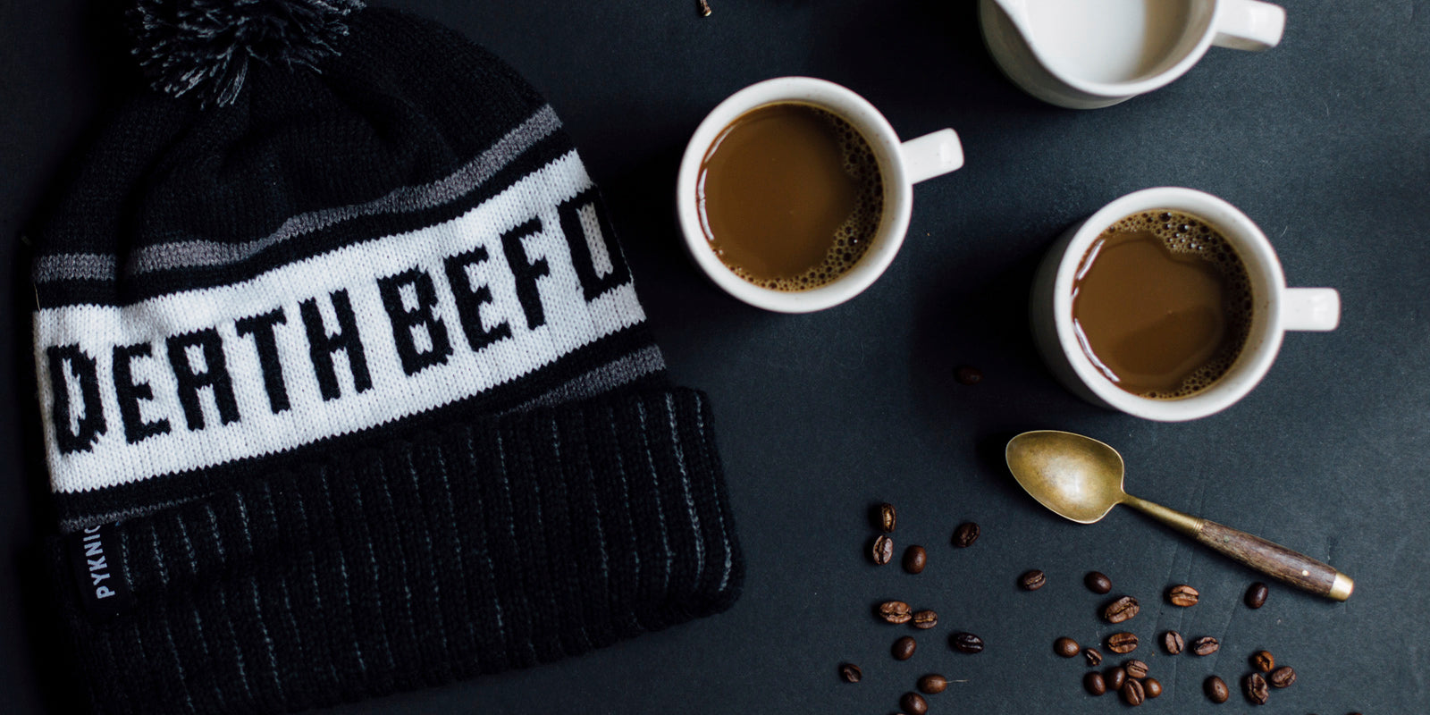Death Before Decaf Coffee Unisex Adult Knit Beanie Hats
