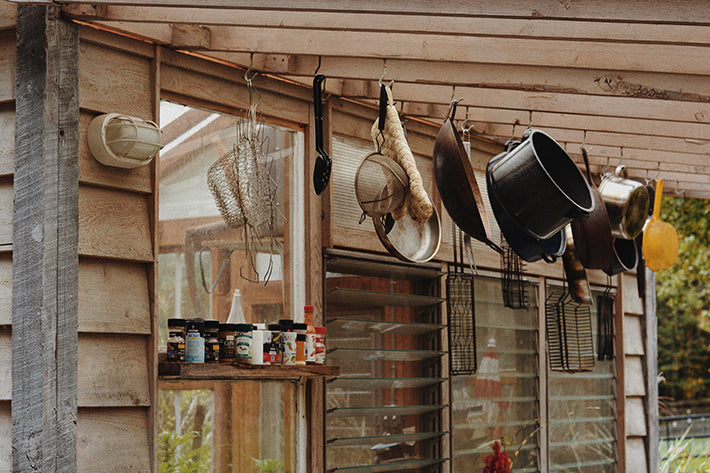 the outlier inn outdoor kitchen - glamping airbnb catskills upstate ny 