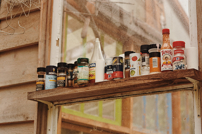 the outlier inn outdoor kitchen spices - glamping airbnb catskills upstate ny 