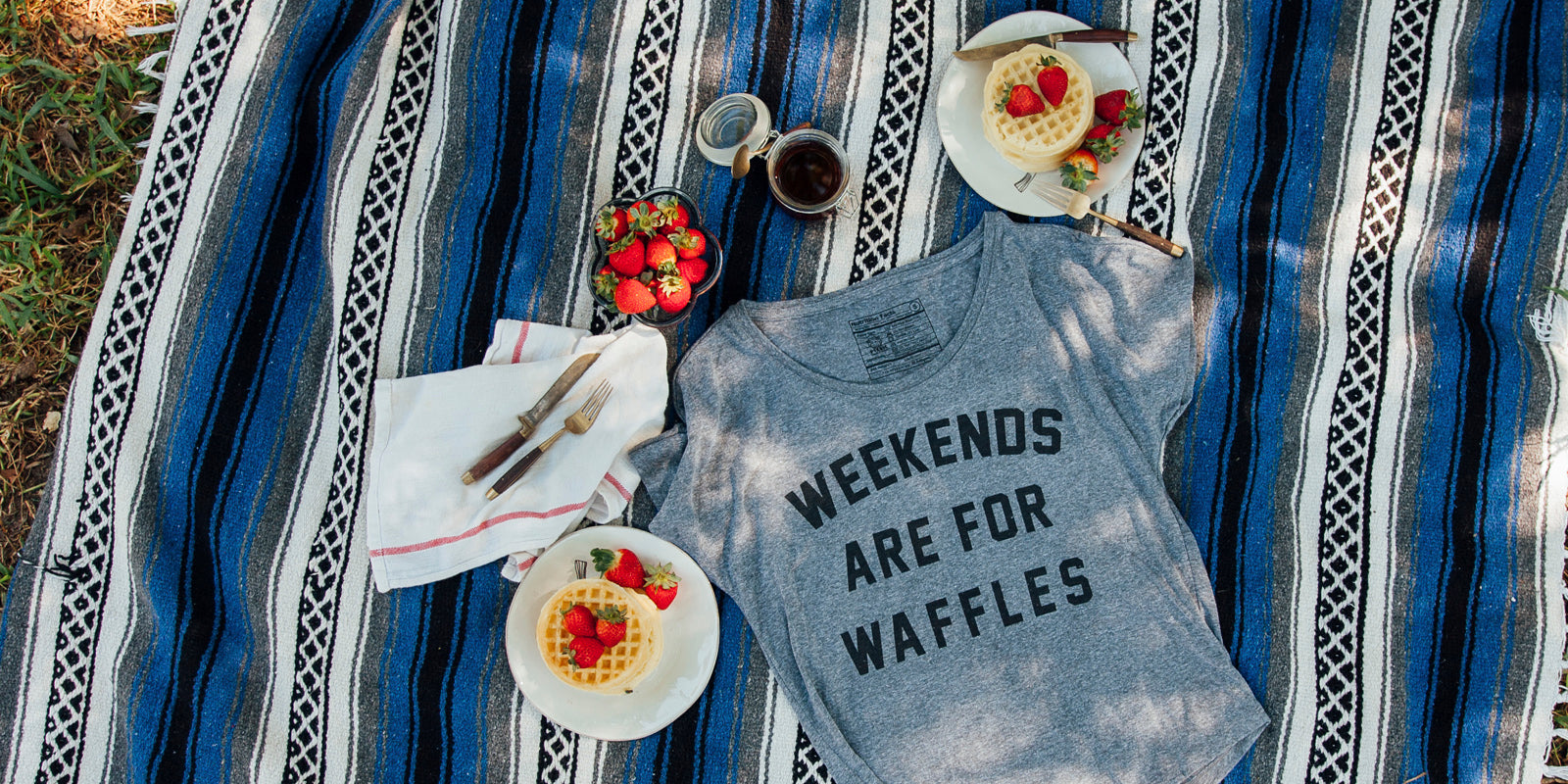 Original Weekends are for Waffles Women's Vintage Slouch Dolman T-shirt Tee for Breakfast Brunch Foodie Food Lovers