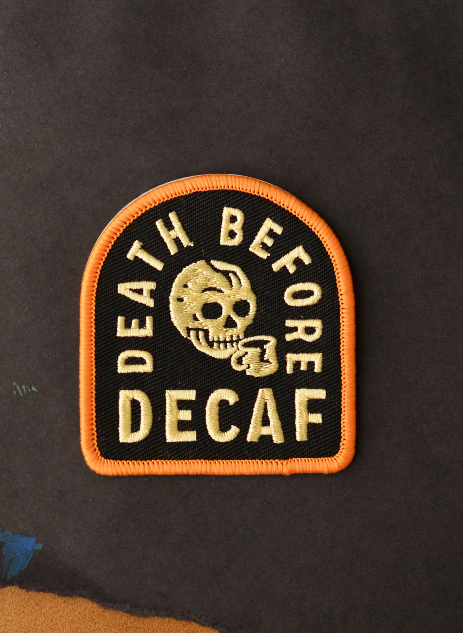 Morning Ritual Black Coffee Skull Iron-on Embroidered Patch