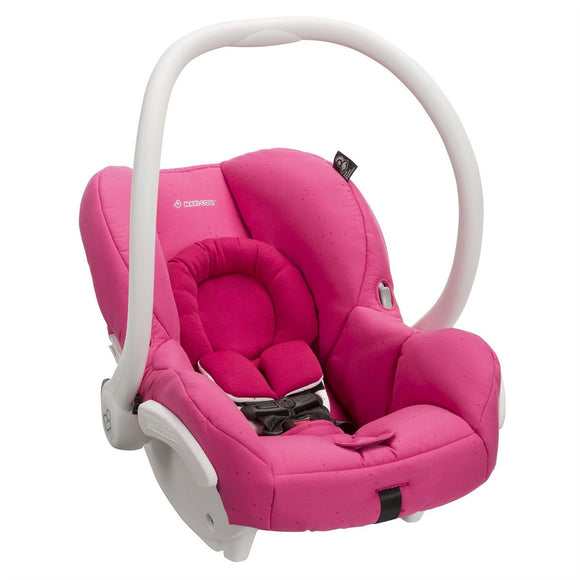 maxi cosi pink and white car seat