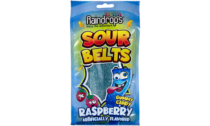 Raindrops Sour Belts Raspberry - SourBeltsCandyRaspberry