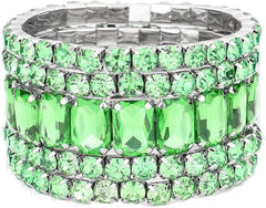 green emerald cut stacking bracelets set of 5
