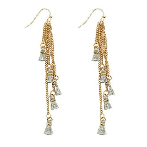Metal Fringe Mini Tassel Gold Tone Drop Earrings – Rosemarie Collections