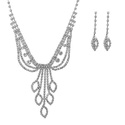 Stunning Adjustable Rhinestone Bridal Necklace and Earrings Jewelry Se –  Rosemarie Collections