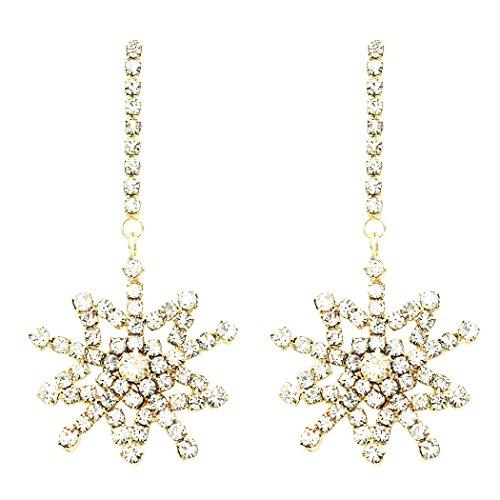 Sparkly Rhinestone Snowflake Dangle Statement Earrings (Gold Color ...