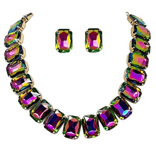 Gold Metal & Multicolor Corded Clear Rhinestone Chain Mantle Necklace | eBay