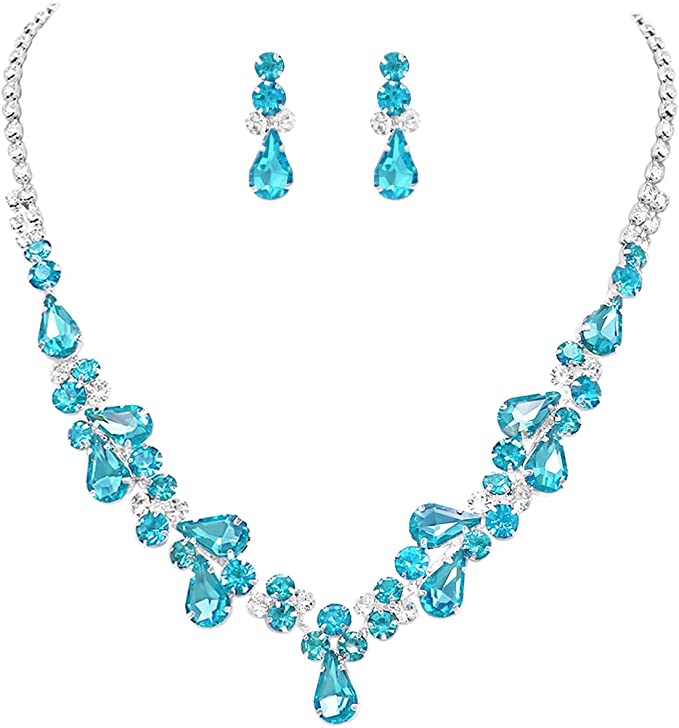 Stunning And Colorful Emerald Cut Crystal Rhinestone Statement Necklac –  Rosemarie Collections