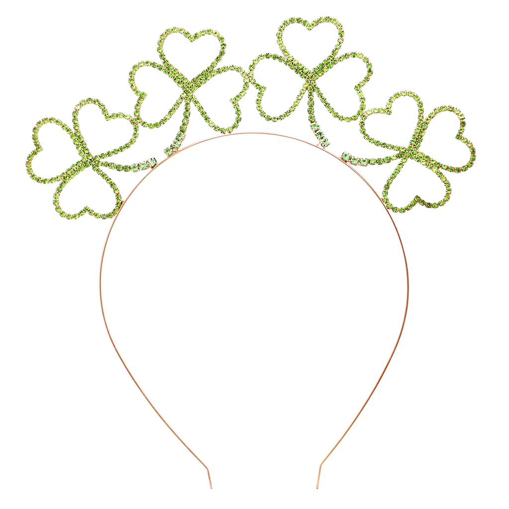 St. Patrick's Day Lucky Irish Shamrock Clover Green Crystal Tiara Crown  Headband